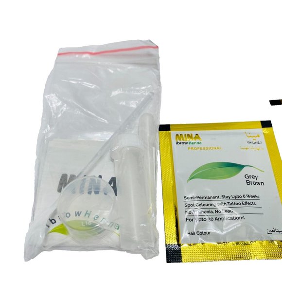 Mina Ibrow Henna Grey Brown Semi Permanent Eyebrow Colouring Kits Henna Eyebrows - Picture 3 of 7